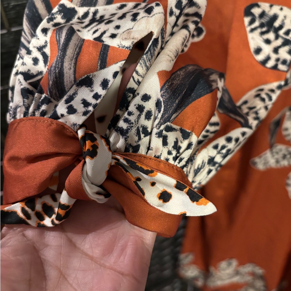 Chico's Vibrant Orange and Leopard Print Kimono - Picture 2 of 9
